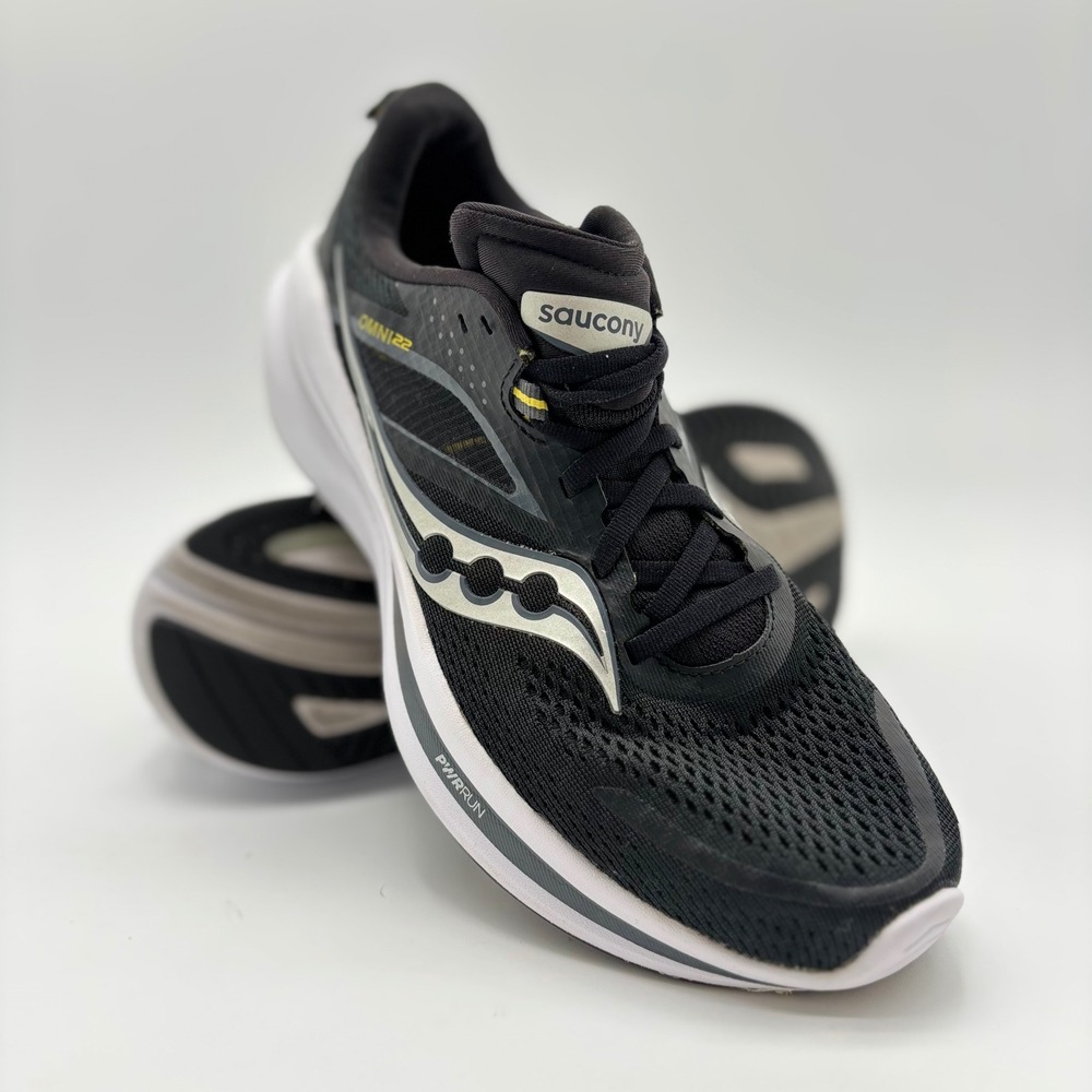 Saucony Omni 22 Womens Running Shoes Black Silver Yellow S10926-100 Size 9‎